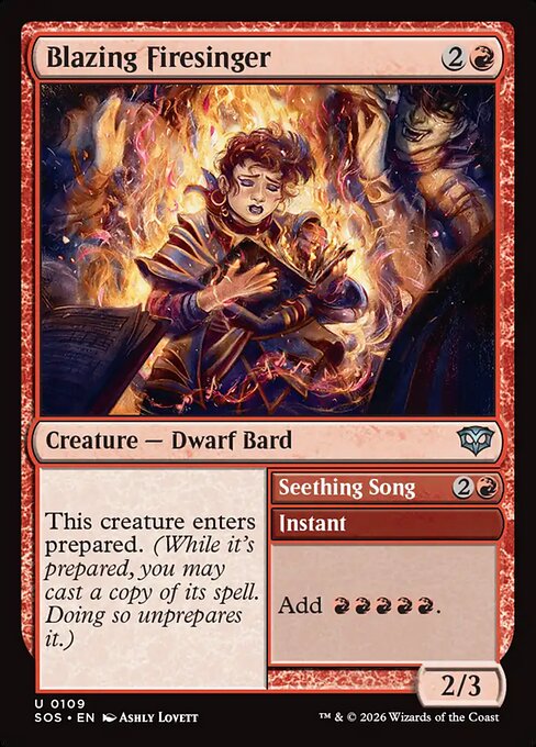 MTG Blazing Firesinger // Seething Song SOS 109 Regular Nonfoil