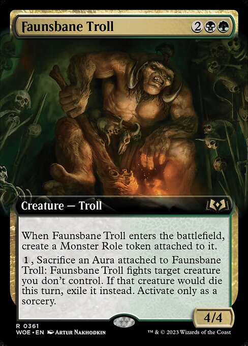 MTG Faunsbane Troll WOE 361 Extended Art Foil