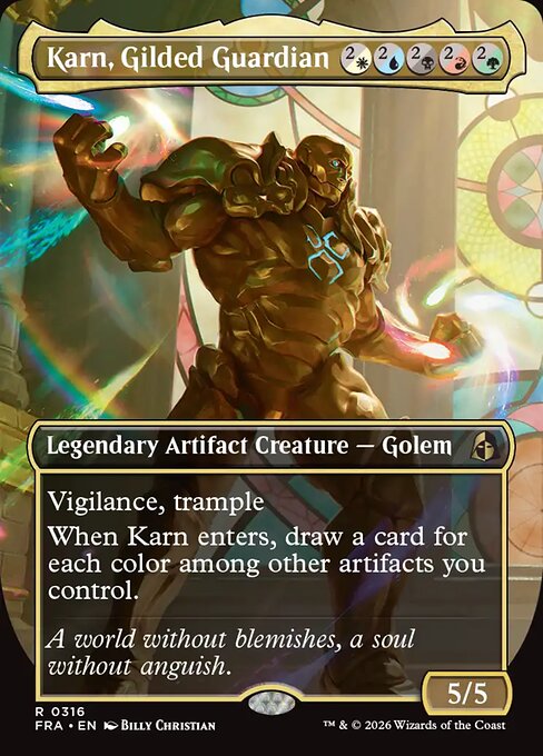 MTG Karn, Gilded Guardian FRA 316 Borderless Echoed Pairs Foil front