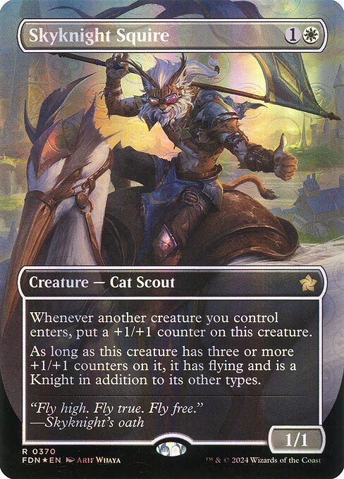 MTG Skyknight Squire FDN 370 Borderless Mana Foil