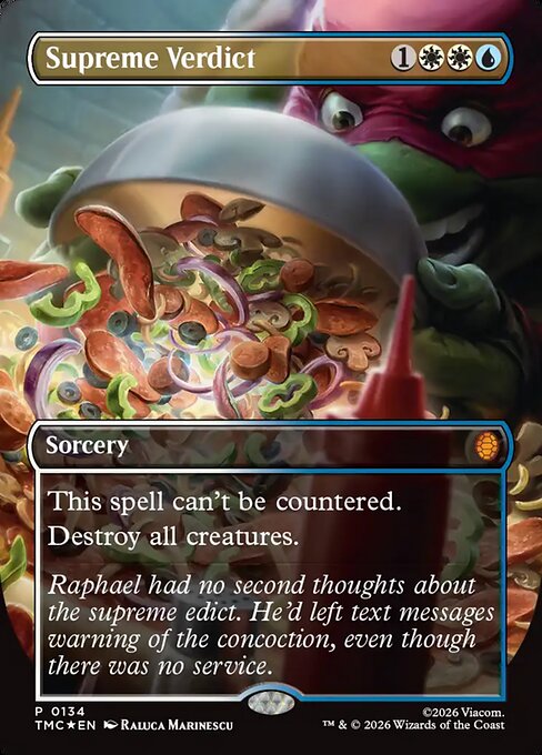 MTG Supreme Verdict TMC 134 Borderless Pizza Bundle Promo Foil