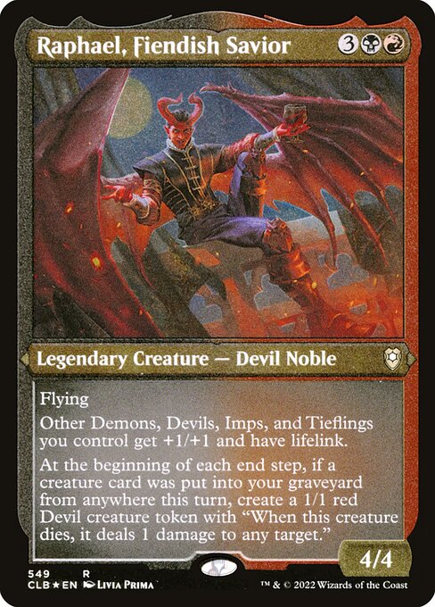 MTG Raphael, Fiendish Savior CLB 549 Foil Etched Frame Etched
