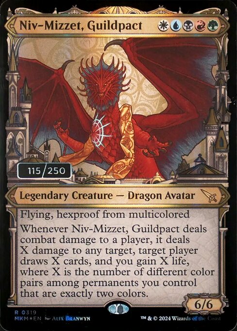 MTG Niv-Mizzet, Guildpact MKM 319z Showcase Ravnica City Serialized Double Rainbow Foil