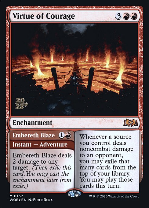 MTG Virtue of Courage // Embereth Blaze PWOE 157s Prerelease Foil