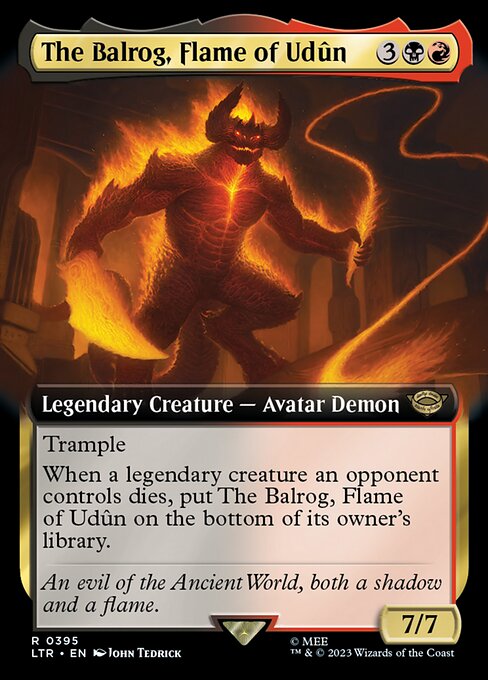MTG The Balrog, Flame of Udûn LTR 395 Extended Art Nonfoil