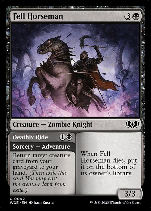 MTG Fell Horseman // Deathly Ride WOE 092 Regular Nonfoil