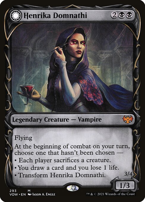 MTG Henrika Domnathi // Henrika, Infernal Seer VOW 293 Showcase Fang Foil front