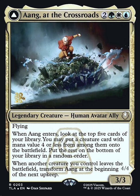 MTG Aang, at the Crossroads // Aang, Destined Savior PTLA 203S Prerelease Promo Foil