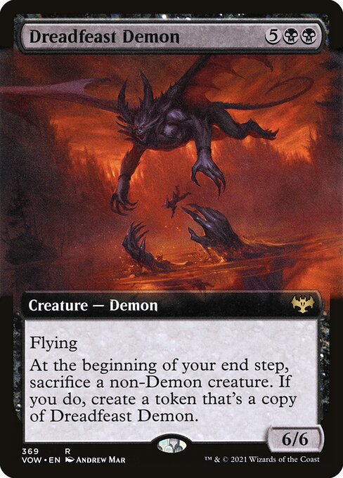 MTG Dreadfeast Demon VOW 369 Extended Art Nonfoil front