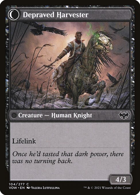 MTG Desperate Farmer // Depraved Harvester VOW 104 Standard Foil reverse
