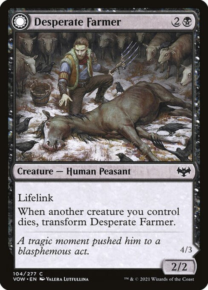MTG Desperate Farmer // Depraved Harvester VOW 104 Standard Foil front