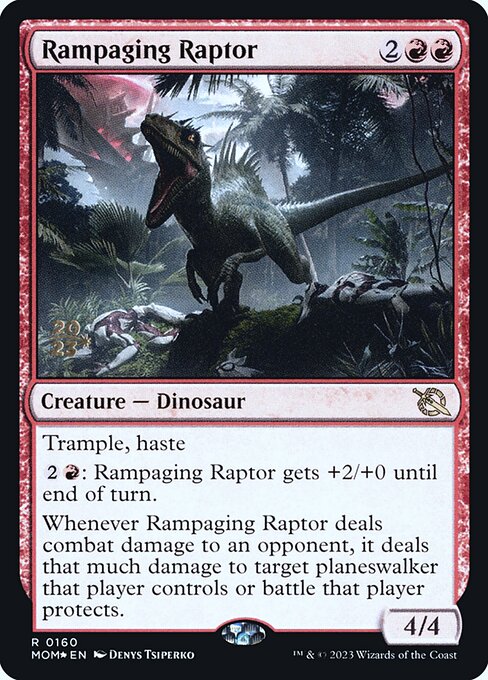 MTG Rampaging Raptor PMOM 160s Prerelease Foil