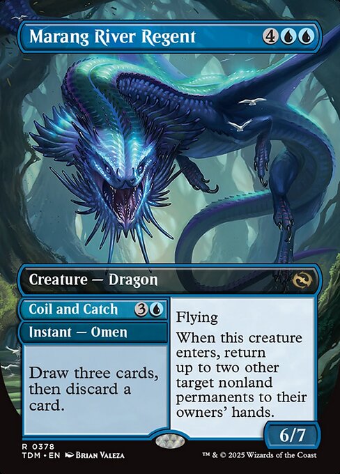 MTG Marang River Regent // Coil and Catch TDM 378 Borderless Reversible Dragon Foil
