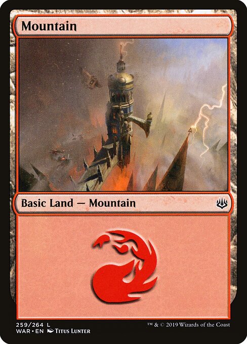 MTG Mountain WAR 259 Standard Foil front
