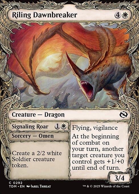 MTG Riling Dawnbreaker // Signaling Roar TDM 292 Showcase Draconic Frame Nonfoil
