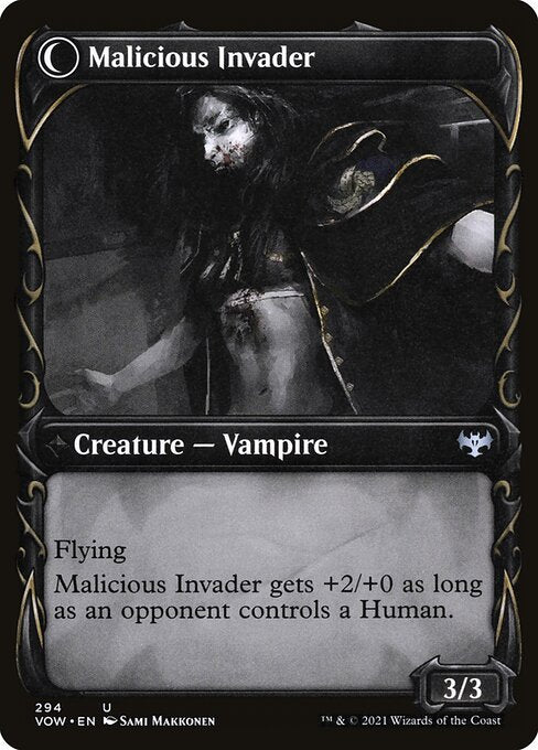 MTG Innocent Traveler // Malicious Invader VOW 294 Showcase Fang Nonfoil reverse