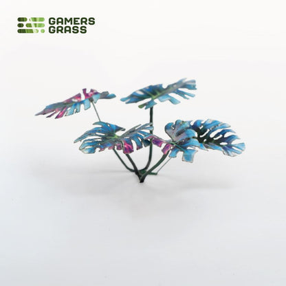 Close-up of an assembled Alien Monstera laser-cut plant showing realistic leaf shape, colour and fine cut details.