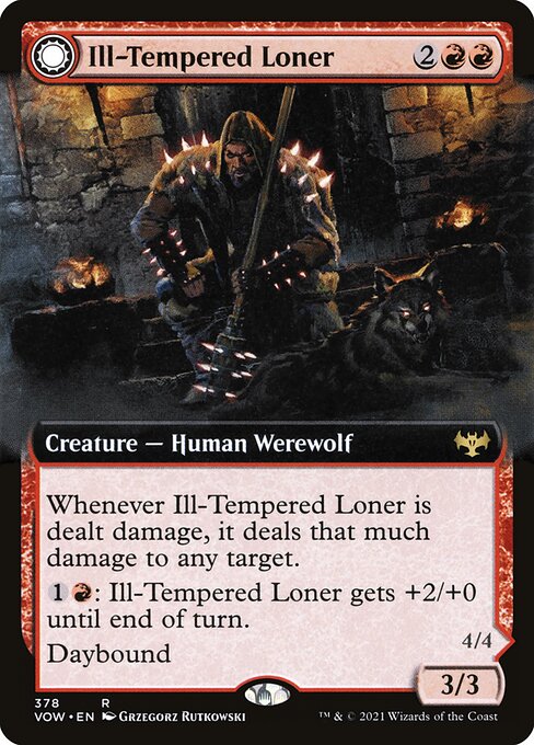 MTG Ill-Tempered Loner // Howlpack Avenger VOW 378 Extended Art Foil front