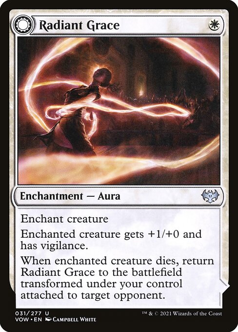 MTG Radiant Grace // Radiant Restraints VOW 031 Standard Foil front