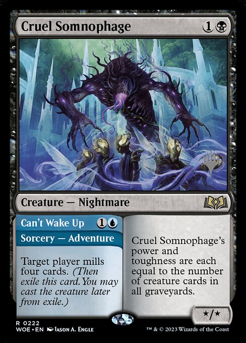 MTG Cruel Somnophage // Can't Wake Up PWOE 222p Promo Pack Foil