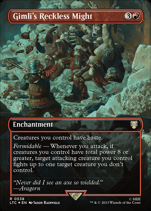 MTG Gimli's Reckless Might LTC 538 Showcase Ring Surge Foil