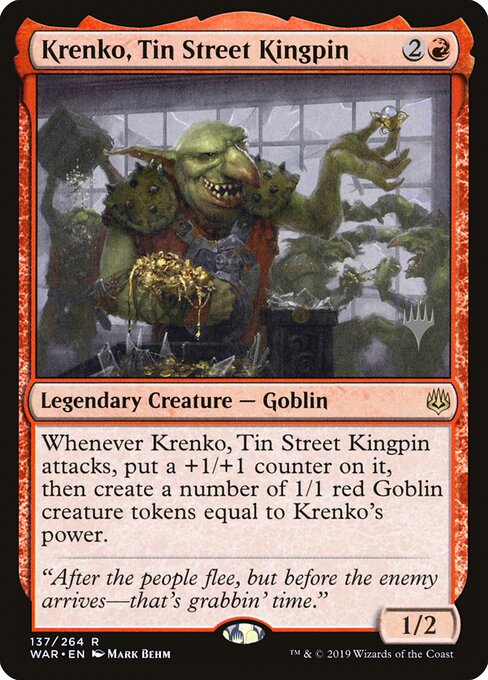 MTG Krenko, Tin Street Kingpin PWAR 137P Promo Pack Foil front
