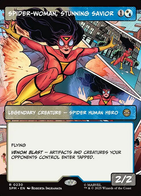 MTG Spider-Woman, Stunning Savior SPM 230 Borderless Panel Foil