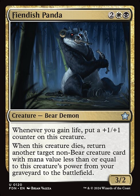 MTG Fiendish Panda FDN 120 Regular Foil