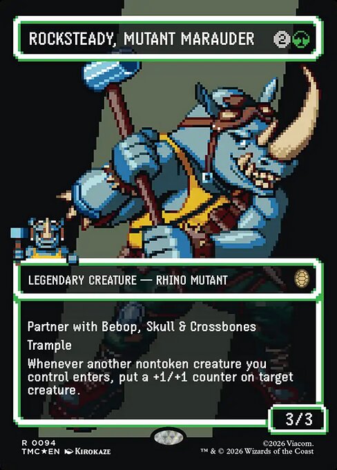 MTG Rocksteady, Mutant Marauder TMC 094 Borderless Pixel Surge Foil