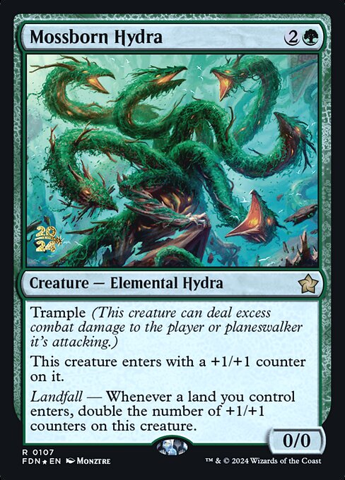 MTG Mossborn Hydra PFDN 107s Prerelease Foil