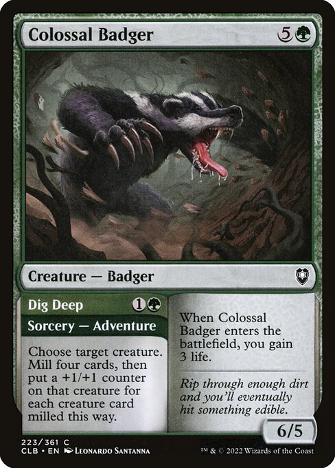 MTG Colossal Badger // Dig Deep CLB 223 Regular Foil