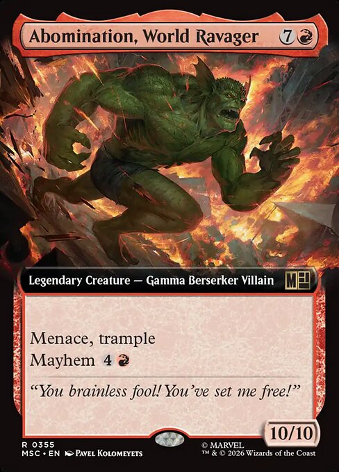 MTG Abomination, World Ravager MSC 355 Extended Art Nonfoil
