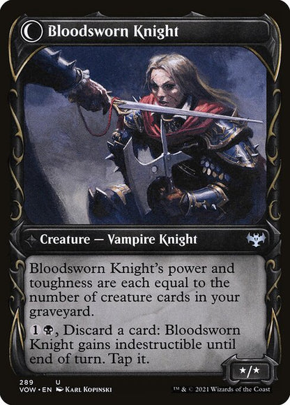 MTG Bloodsworn Squire // Bloodsworn Knight VOW 289 Showcase Fang Foil reverse