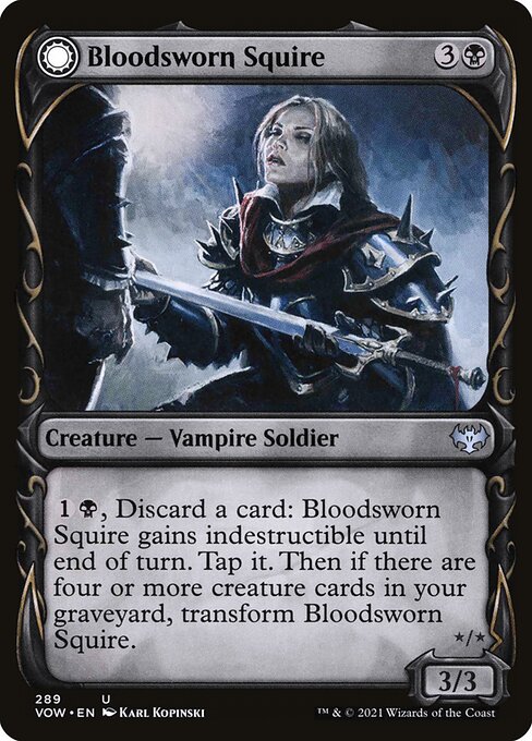 MTG Bloodsworn Squire // Bloodsworn Knight VOW 289 Showcase Fang Nonfoil front