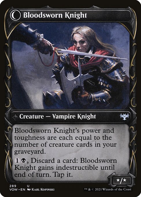 MTG Bloodsworn Squire // Bloodsworn Knight VOW 289 Showcase Fang Nonfoil reverse