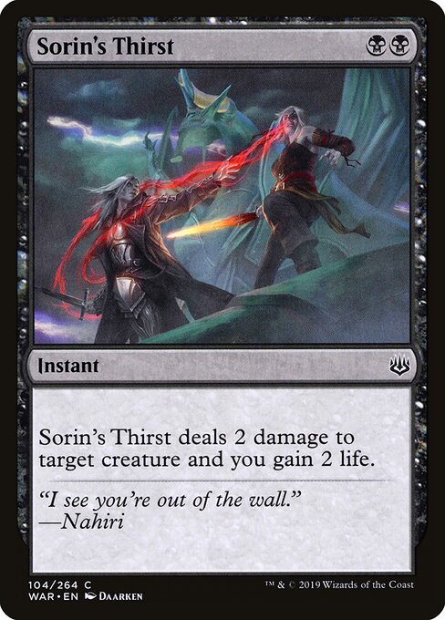 MTG Sorin's Thirst WAR 104 Standard Foil front