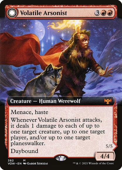 MTG Volatile Arsonist // Dire-Strain Anarchist VOW 382 Extended Art Foil front