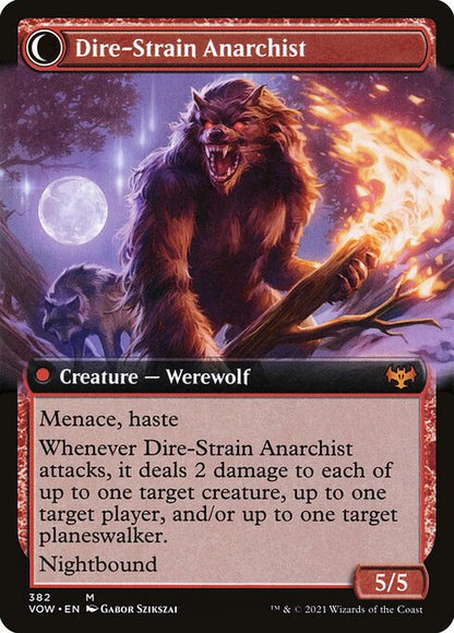 MTG Volatile Arsonist // Dire-Strain Anarchist VOW 382 Extended Art Nonfoil reverse