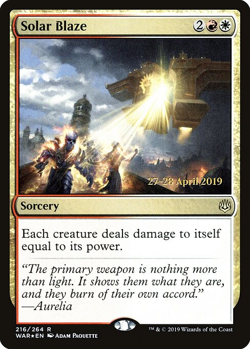 MTG Solar Blaze PWAR 216S Prerelease Promo Foil front