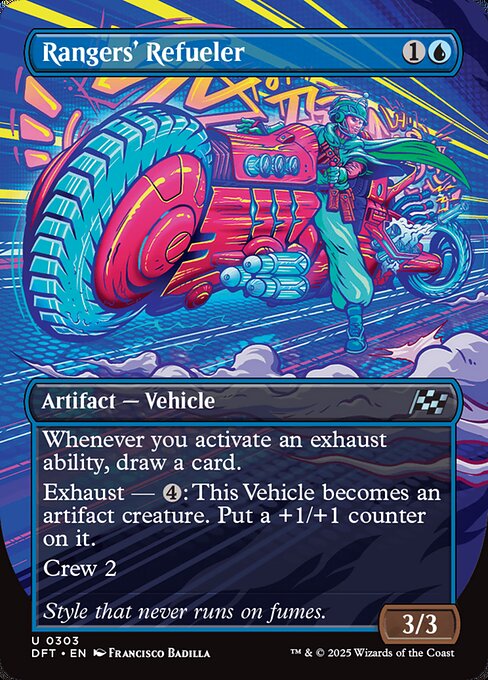 MTG Rangers' Refueler DFT 303 Borderless Revved Up Foil