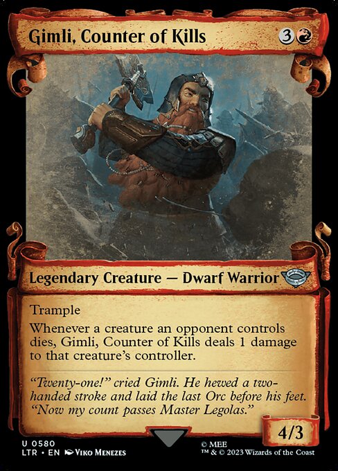 MTG Gimli, Counter of Kills LTR 580 Showcase Scrolls of Middle-earth Silver Foil