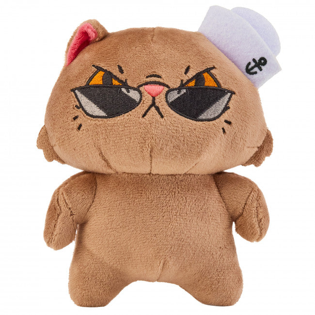Princess Donut plush wearing sunglasses and a white sailor hat