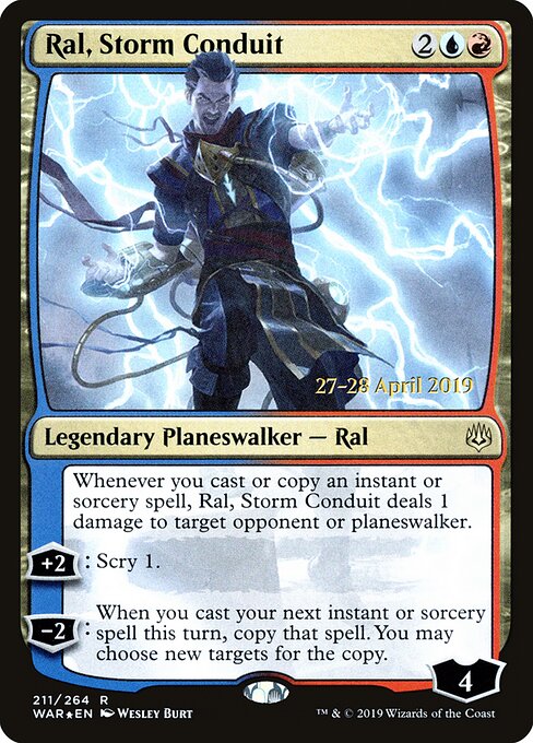 MTG Ral, Storm Conduit PWAR 211S Prerelease Promo Foil front