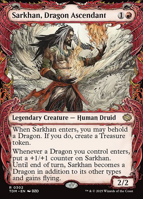 MTG Sarkhan, Dragon Ascendant TDM 302 Showcase Draconic Frame Foil