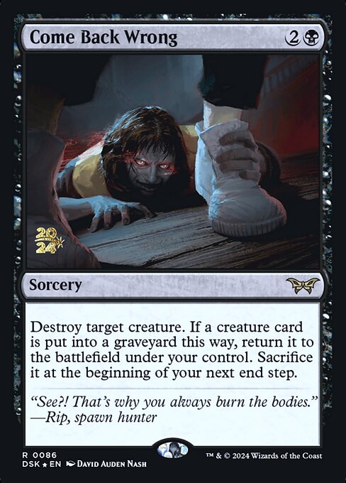 MTG Come Back Wrong PDSK 086s Prerelease Foil