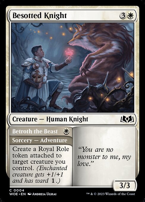 MTG Besotted Knight // Betroth the Beast WOE 004 Regular Foil