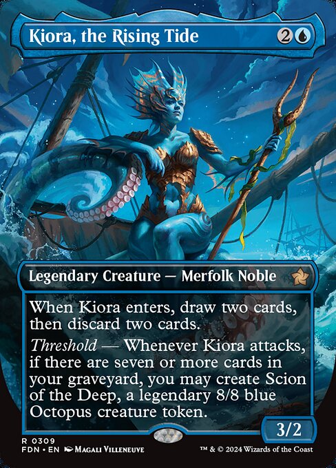 MTG Kiora, the Rising Tide FDN 309 Borderless Foil