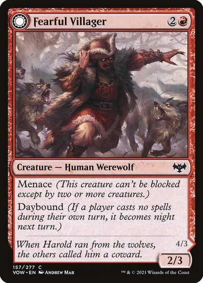 MTG Fearful Villager // Fearsome Werewolf VOW 157 Standard Nonfoil front