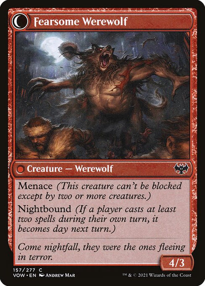 MTG Fearful Villager // Fearsome Werewolf VOW 157 Standard Foil reverse
