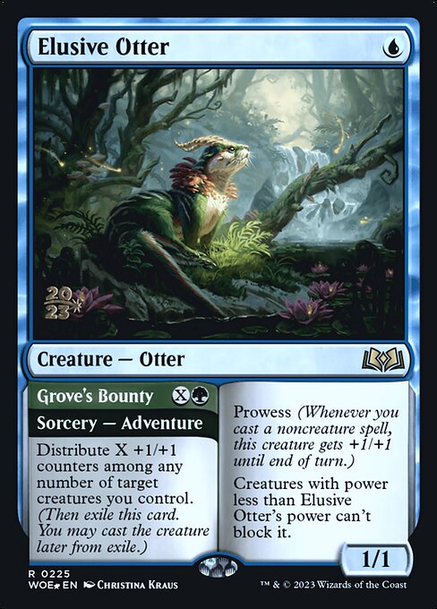 MTG Elusive Otter // Grove's Bounty PWOE 225s Prerelease Foil